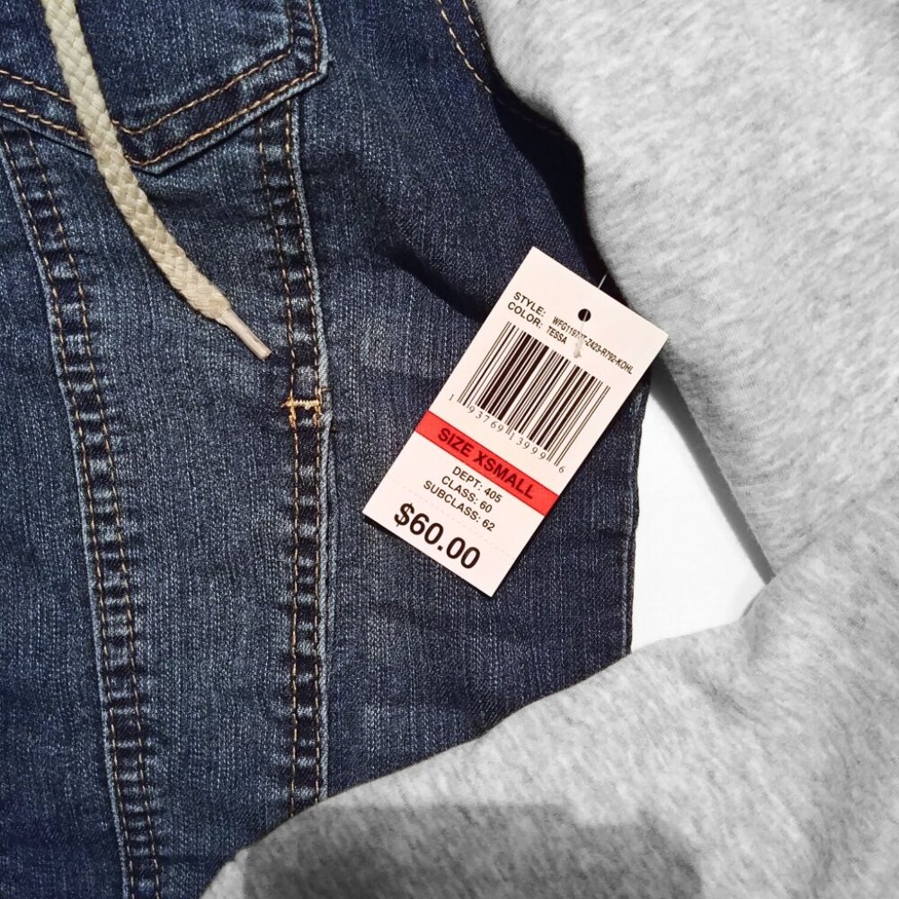 Wallflower Dreamer Tessa Denim Hoodie Trucker Jacket Blue Grey Size XS - Picture 7 of 10